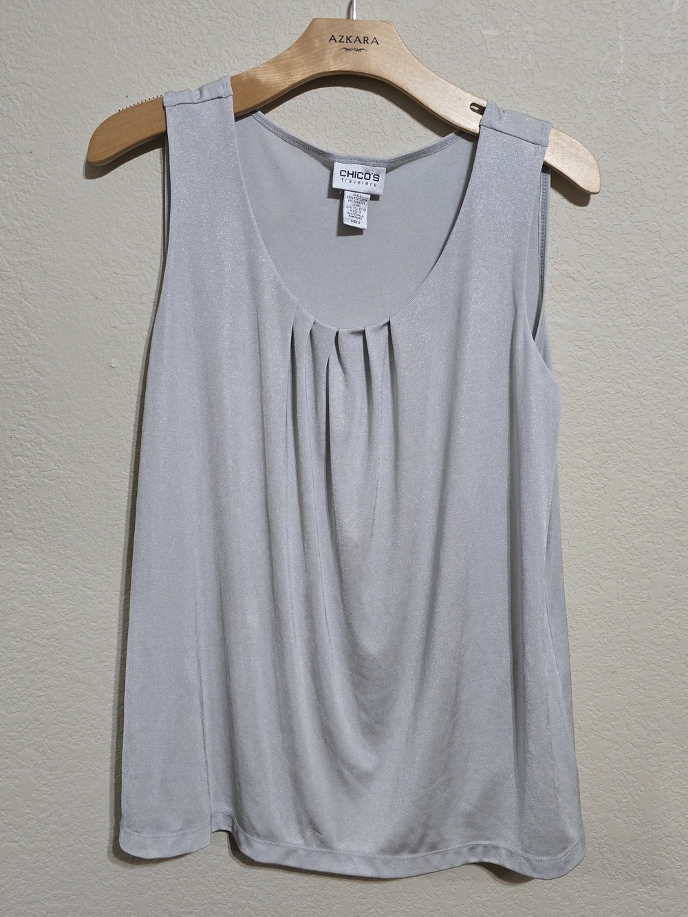 Chico's Silver Pleated Sleeveless Top